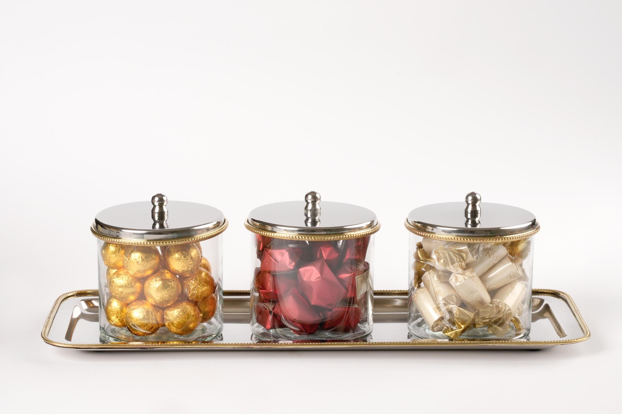 Luxury Silver Glass Canister Set